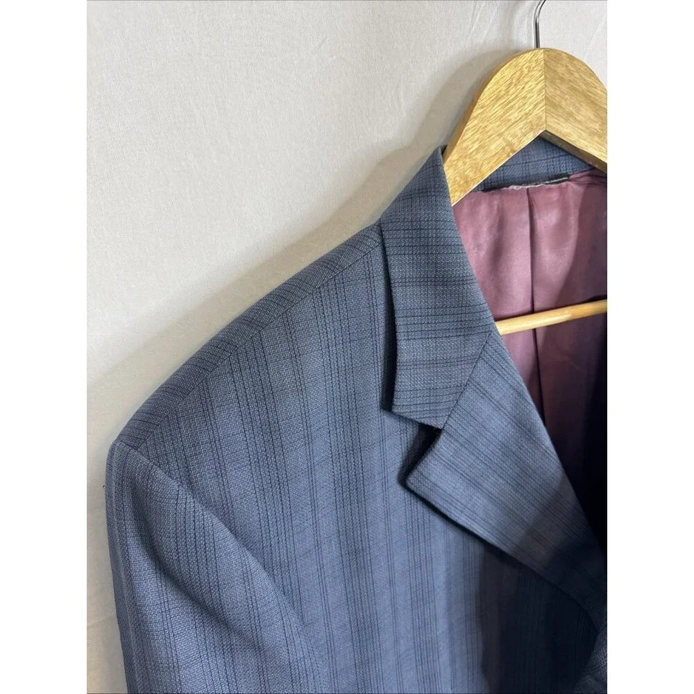Brothers Beilla Italian Wool Silk Blazer Blue Plaid 44S Tessuto Italiano‎